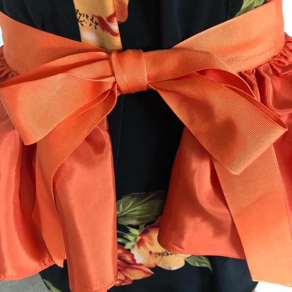 VTG 90's/50's Black bright lg. floral halter dress & Peplum apron size 4 petite - Picture 11 of 17